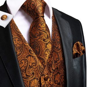 Hitie 100% silkens män väst för män passar vintage mode formell brun paisley klänning västar bröllop fest formella klänningar 240119