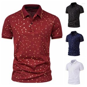 Herrpolos sommar blommig polo skjorta brittisk avslappnad förgyllt tryck lapel kortärmad t-shirt