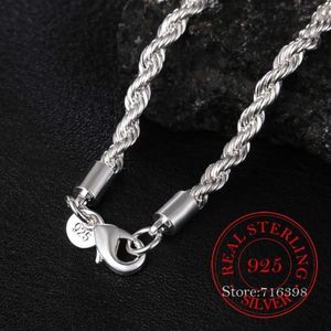Width Real 100% 925 Sterling Silver Men Rope Chain Fashion Unisex Party Wedding Gift Necklace Jewelry dz Chains241l