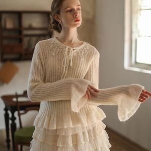 Kadın Sweaters 94cm Büst Sonbahar Bahar Kadınlar Mori Kei Kız Moda Yün Küzen