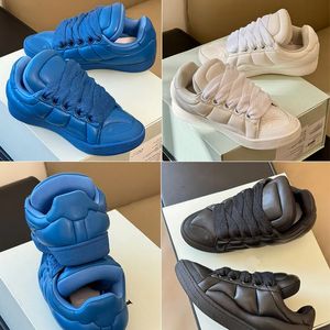 Designer Casual Shoes Nylon Curb XL Sneakers Womens Men Leather Toe Shoes Almond Blue Overdimensionerad quiltad version Design Luxury Classic Par Bread Shoes