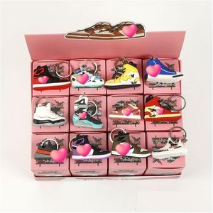 Partihandel 12st. Sneaker Keychain Shoe Box innehåller nyckelkedjekartong presentmodell Keychains Packaging smycken med en droppleverans DH7JE