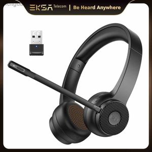 Cell Phone Earphones EKSA - H16 Bluetooth 5.2 Headsets PC Wireless Headphones AI ENC Mic 35H Talk Time with USB Dongle for Office/Call Center YQ240202