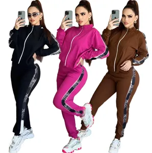 XKCG Women's TrackSuits Europe and America Cross Border Womens Clothens Temperament Commute Fashion Printing Embroidery Two-Piece Sports Suit 3 Colors in Stock