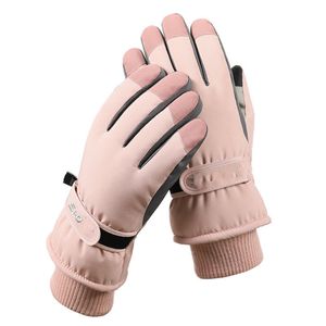 Gloves Ski windproof Riding autumn and winter men and women Warm and velvet Waterproof and non-slip winter cycling touch screen solid color waterproof