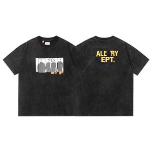 Galleys New Allyept T-Shirt Round Neck Vintage Washed Old Letter Print Gallerydept Men's T-Shirts Loose Cotton Couple Short Sleeve Tees Top Clothes 477