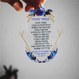 Favor de festa 10pcs presente personalizado para convidado de casamento árabe hebraico convite hamsa chaveiros acrílicos com barra de anel / bat mitzvah nome personalizado