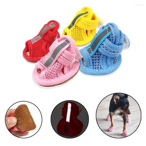 Abbigliamento per cani Scarpe estive per animali domestici Sandali in rete traspirante per piccoli stivali con suola in gomma morbida antiscivolo Cuccioli da viaggio all'aperto Yorkie Chihuahua Stivali