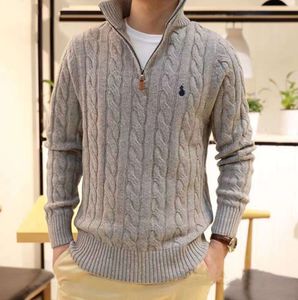 Designer Winter Mens Sweaters Ralph Polo Zip Half Knitted Pullover Pony Men Loose Casual Pure Color Sweater 6632ESS