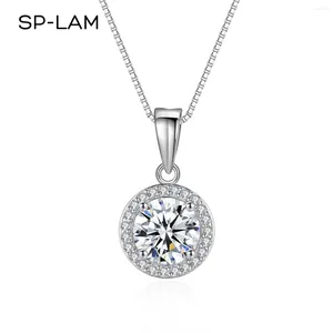 Ciondoli Collana Moissanite certificata 1CT Placcato oro bianco Argento sterling 925 Brillante VVS Lab Diamond Collares Para Mujer