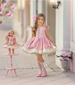 Girl Dresses 0-8Y Baby Spring Summer Pink Vintage Spanish Princess Ball Gown Dress For Christmas Eid Causal