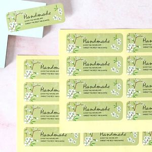 Envoltório de presente adesivos artesanais folha verde flor papel adesivo sacos caixas de bolo selo etiqueta festa de aniversário de casamento suprimentos 120pcs 5x1.7cm