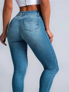 Женские джинсы, женские эластичные узкие бедра с высокой талией и запахом, женские облегающие классические узкие джинсовые брюки-карандаш Y2k, уличные брюки