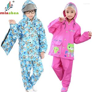 Raincoats Fashion Korean Camouflage Kids Raincoat Set Rainpants Nylon Wearable Super Strong Rain Belt Bag Sitt Coat