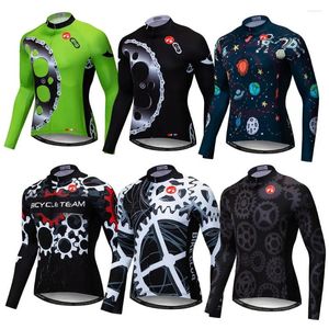 Jaquetas de corrida camisa de ciclismo manga longa poliéster maillot ropa ciclismo roupas de bicicleta secagem rápida roupas de bicicleta engrenagem