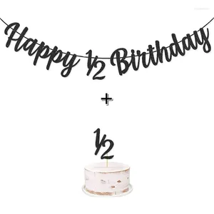 Decoração de festa feliz aniversário de 1/2 ano banner topper de bolo de 6 meses adequado para e