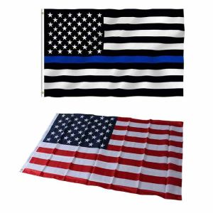 3'x 5' piedi American USA USA Bandiere nazionali USA Banner 90x150 cm Sottile bandiera blu Linea rossa Nero Bianco Stelle e strisce Occhielli in ottone LL