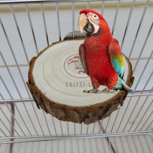 Other Bird Supplies Round Wooden Squirrel Parrot Perch Stand Platform Pet Chinchilla Pier Diving