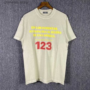 T-shirt da uomo di alta qualità 2022ss RRR123 T-shirt da uomo di moda 1 1 Puff Stampa Lettera T-shirt da donna Nice Washed Top Tee Tessuto pesante Manica corta T240202