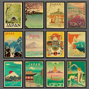 Målningar Vintege Poster Japan Famous Travel Landscape Home Room Wall Sticker Kraft Paper Affischer and Prints Art Decor