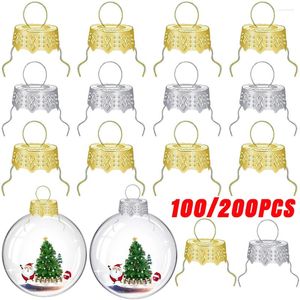Decorazione per feste 200/100 pezzi tappi rotondi con sfera di Natale di ricambio per ganci in oro per ornamenti appesi di Natale fai-da-te anno