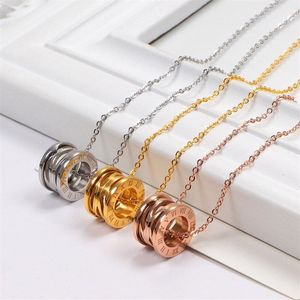 Top Quality Stainless Steel Hollow out Spring Pendant Women Designer Necklaces Roman numerals Rose Colors Lover Necklace Fashion C266q