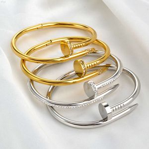 Bracciale rigido con gioielli in zircone intarsiato placcato oro rosa con design di alta qualità, marchio di lusso, moda, acciaio inossidabile