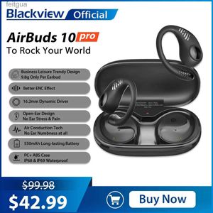 Mobiltelefonörlurar Blackview AirBuds 10 Pro Air Conduktion BASS EN EARPHONES Open Ear Headset True Wireless Stereo Hörlurar Sport TWS med Mic YQ240202