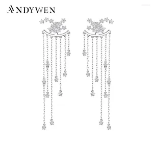 Dingle örhängen Andywen 925 Sterling Silver Starfall Jackets Drop Chain Zircon CZ Brand Fine Jewelry 2024 Wedding Crystal Luxury Jewels