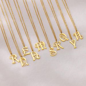Hänghalsband Inledande bokstav för kvinnor rostfritt stål guldpläterad kedje krage halsband alfabet smycken objekt