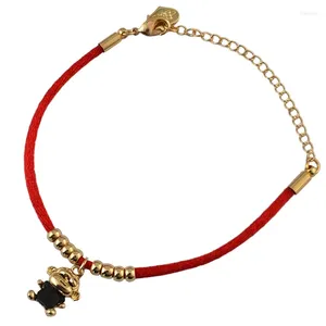 Braccialetti a maglie Ciondoli scimmia portafortuna Buona benedizione per le donne Ragazza Stringa rossa Perline Regalo di gioielli per feste di anno