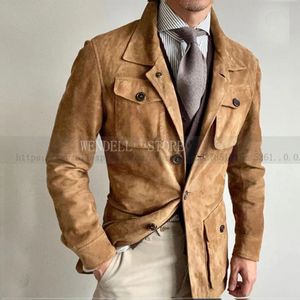 Puffa Men's Suede Jacket Vintage Punk Outerwear Tailored Casual Coat Bombers Jackets Y2k Luxury Clothing Luxury Military 240125