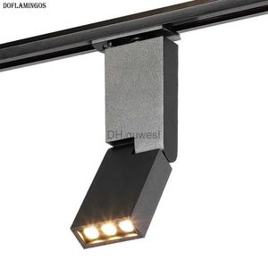 Luzes de pista NOVO 6W CREE LED Luz de pista Nórdica de luxo Sala de estar Home Cob Folding Rail Light Square Exhibition Hall Wall Light Branco Preto YQ240124