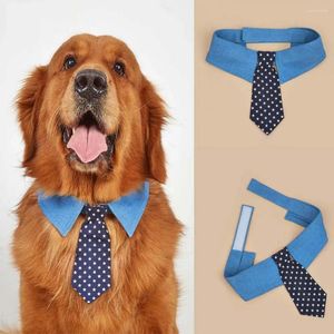 Dog Collars 1Pc Durable Pet Collar Adjustable Denim With Star Pattern Necktie For Holiday Weddings Formal Events Dogs