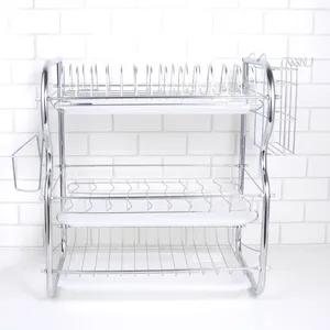 Kitchen Storage Dishes Organization Shelf 3 Layer Drainer Cutlery Rack Plates Holder Kitchenware Utensils Organizer