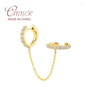 Stud Küpe Canner 1pc Zincir Küpe 925 STERLING Gümüş Kübik Zirkonya Çift Kulak Kadınlar için Pentientes Plata Fine Jewelry