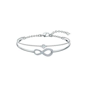 Дизайнерский браслет Swarovskis, женские браслеты с подвесками оригинального качества, последний двойной браслет «Вечная любовь», женский кристалл с браслетом с бриллиантами