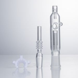 NC018 Tubo di vetro narghilè Dab Rig Bong d'acqua Foro d'aria Riciclare Bubbler Bong 14mm Chiodo in ceramica al quarzo titanio