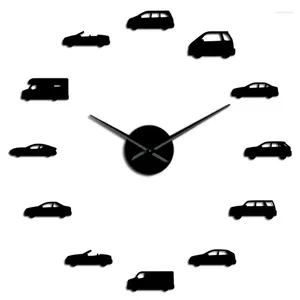 Wall Clocks Transportation Cars DIY 3D Acrylic Clock Sports Car Automotive Quartz Watch Battery Operated Mirror Surface