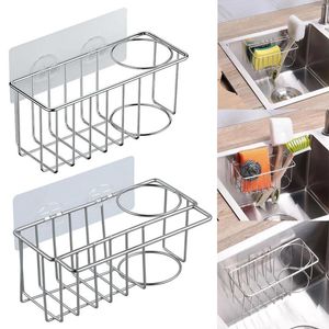 Kitchen Storage Multifunction Sponge Holder For Sink Hanging Organizer Rack Dish Cloth Brush Scrubbers Soap Tray