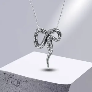 Hänge halsband vnox cool orm för män retro silver färg rostfritt stål djur gotiska krage smycken