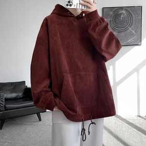 Erkek Hoodies 2024 Bahar Sonbahar Hoodie Yüksek Kaliteli Ağır Moda Sıradan Gevşek Siyah Kara Haki Donanma Çok Boyut M-5XL