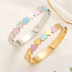 Luxury Bracelets Women Gold Bangle Fashion Brand Designer Heart Letter Print Bracelet 18K Gold Plated Stainless steel Bracelet Womens Wedding Jewelry Love Gifts