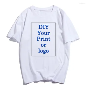 Camisetas masculinas moda personalizada camisa impressa harajuku mulheres tee diy seu como po ou logotipo branco camiseta personalizado tops tshirt