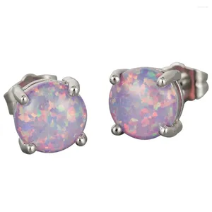 Kolczyki stadnorskie Kongmoon 8 mm okrągłe lawendowe fioletowe ogień opal szanka srebrna biżuteria dla kobiet proste przekłuwanie