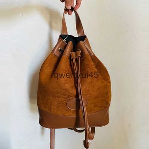 Sırt çantası tarzı sahte süet tote kova çantaları kadınlar için lüks tasarımcı ve çanta ve çanta 2023 fasion'da yeni Kore Drawstring soulderh2422