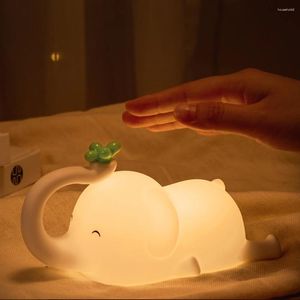 Luci notturne Luce a LED Simpatico elefante a forma di bambino Lampada portatile in silicone Decorazione camera da letto Ragazzo Figlio Regalo di compleanno