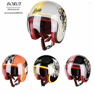 Motosiklet kaskları retro moda yarım yüz kask 3c sertifikalı unisex yaz güneş kremi Harley kafa koruma aksesuarları