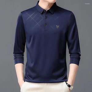 Polos masculinos casumanl marca polo camisa masculina moda sólida turn-down colarinho inteligente casual 2024 outono manga longa roupas regulares