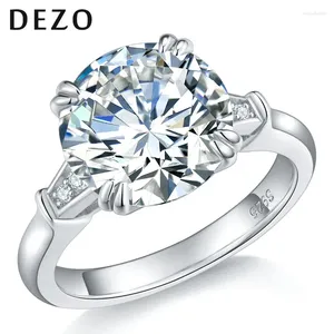 Cluster Rings DEZO Luxury 5 Round Cut Moissanite Engagement For Women Three Stone Solid 925 Silver VVS D Color GRA Certificate